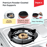 IMPEX IGS 12B Stainless Steel Manual Gas Stove | 2 Burners