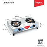 IMPEX IGS 12B Stainless Steel Manual Gas Stove | 2 Burners