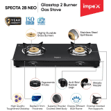 Impex Specta 2B Neo Glass Top | 2 Burner | Black Premium Finish Gas Stove