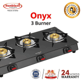 Sunblaze Onyx Glass Top 3 Brass Burner Gas Stove