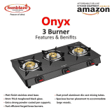 Sunblaze Onyx Glass Top 3 Brass Burner Gas Stove