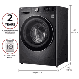 LG 10.5 Kg / 7.0 Kg Inverter Wi-Fi Washer Dryer | FHD1057STB | In-built Heater | Black
