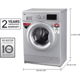 LG 7 kg Fully Automatic Front Load with In-built Heater | FHM1207ADL | Silver