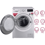 LG 7 kg With Steam Fully Automatic Front Load with In-built Heater | FHT1207ZNL | Silver