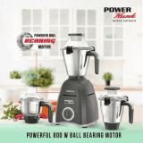 HAVELLS Power Hunk 800 W Mixer Grinder | 3 Jars | Grey