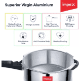 Impex Norma 3 L Non-Induction Base Aluminum Pressure Cooker with Outer Lid | Silver
