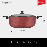 Impex Aluminium Biriyani Pot | 10 L | Maroon | ISP 3213