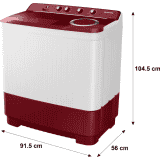 SAMSUNG 11.5 Kg Semi Automatic Top Load |  WT11A4600RR/TL | Grey, Red