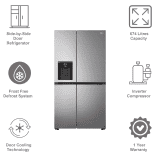 LG 674 Litres Frost Free Inverter | Side-by-Side Refrigerator | DoorCooling |  GC-L257SL4L.APZQEB | Shiny Steel