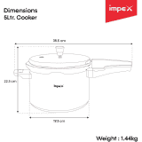 IMPEX Norma | Non-Induction Base Outer Lid Aluminium | 5 L Pressure Cooker | Aluminium | Silver