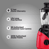 Preethi Peppy Plus MG 246 Mixer Grinder | 750 W | 4 Jars | Black, Red