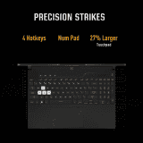 ASUS TUF Dash | F15 Core i7 | 12th Gen | 16 GB/1 TB SSD/Windows 11 Home/4 GB Graphics/NVIDIA GeForce RTX 3050/144 Hz | FX517ZC-HN108WS | Gaming Laptop | Off Black