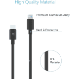 Portronics Lightning Cable POR-1089 | 1 m |  Konnect Core C Type - CTO LIGHTNING Cable | One Cable | Black