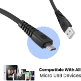 Portronics Micro USB Cable | 3A /1 m | POR-654 | Black