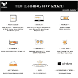 ASUS TUF Gaming A17 with 90Whr Battery Ryzen 7 Octa Core AMD R7-4800H | 8 GB/512 GB SSD | FA706ICB-HX061W | Graphite Black