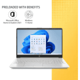 HP Laptop Core i3 11th Gen | 8 GB/1 TB HDD/256 GB SSD | 15s-du3612TU Thin and Light Laptop | Natural Silver