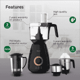 PHILIPS Mixer Grinder with 4 Jars | HL7707/00 | 750W | Black