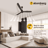 Atomberg Renesa Alpha ceiling Fan with Regulator | 1200mm | Black
