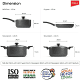 Impex Royal Granite 8 Pcs Non Stick Coated Cookware Set | 4 Piece | Aluminium