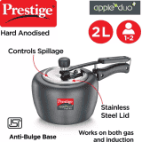 Prestige Svachh Apple Duo Induction Bottom Pressure Cooker  | 2 L | Hard Anodized