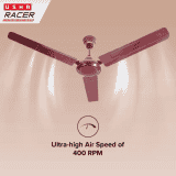 USHA Racer Ceiling Fan | Ultra High Speed  | 3 Blade | 1200 mm | Rich Brown