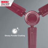 USHA Racer Ceiling Fan | Ultra High Speed  | 3 Blade | 1200 mm | Rich Brown