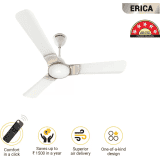 Atomberg Erica Ceiling Fan with Remote | 3 Blade | 1200 mm | BLDC Motor | Snow White
