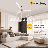 Atomberg Renesa Ceiling Fan with Remote | 3 Blade | 1200mm | BLDC Motor | White & Black