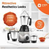 Orient Electric MGCS120G3 1200W Mixer Grinder | 3 Jars | Black
