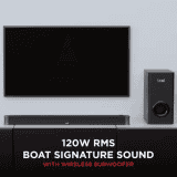 boAt Aavante Bar 1800 with Wireless Subwoofer 120 W Bluetooth Soundbar | Premium Black, 2.1 Channel