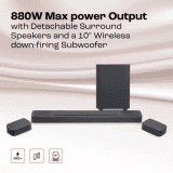 JBL Bar 1000 Pro,True Dolby Atmos,DTS:X,MultiBeam,Wireless Subwoofer,HDMI eARC 880 W Bluetooth Soundbar | Black, 7.1.4 Channel