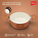 IMPEX PEARL 3012 Aluminium, Non-stick Pot with Lid |  30 cm diameter | 8 L capacity | Gold, Orange
