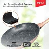 IMPEX GEM-2450 Forged Nonstick Aluminium Induction Based Fry Pan | 24 cm diameter | 1 L capacity | Granite Coated