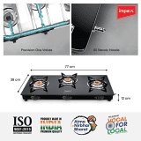 Impex Specta 3B Ignite Glass Top | 3 Burner Stove | Black