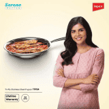 IMPEX Serene Triply Fry Pan | 24 cm diameter | 1 L capacity | Stainless Steel