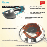 IMPEX Serene Triply Fry Pan | 24 cm diameter | 1 L capacity | Stainless Steel