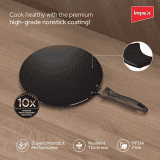 Impex ICTP-28 Nonstick Aluminium Concave Tawa Pan | 28 cm | Cherry Red