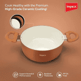 Impex Aluminium Non-Stick Biryani Pot with Lid | 6 litres | Pearl-2810 | High Grade Ceramic | Golden Orange