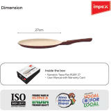IMPEX RUBY 27 Aluminium Diecast Nonstick Pan Tawa 27 cm diameter | Aluminium