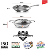 IMPEX Serene Triply 2Pcs Induction Bottom Cookware Set (Kadhai pan ,Fry pan) | Stainless Steel