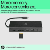 HP Travel USB-C Multi Port Hub Docking Station with USB-C, RJ-45, HDMI, SD and Micro SD Slots - 1C1Y5AA | Black