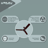 BAJAJ Glide 3 Blade Ceiling Fan | 1200 mm | Classy Red Wine