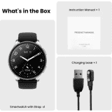 AMAZFIT POP 3R Smart Watch with AMOLED Display | BT Calling and AI Voice Assistance Smartwatch | Silver Black Premium Strap