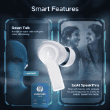boAt  Airdopes Flex 454 ANC TWS Earbuds with Smart Features | 60HRS Playback Quad Mics ENx Tech | Zinc White