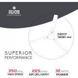 Polycab Airika BLDC 3 Blade Ceiling Fan | 1200 mm | White