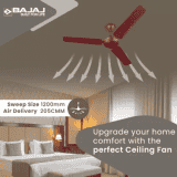 BAJAJ Edge Ceiling Fan | 1200 mm | 3 Blade | Brown