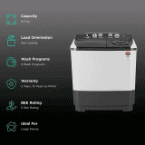 LG Semi Automatic Washing Machine with Roller Jet Pulsator | 9.5 kg | 5 Star | Dark Grey | P955ASGAZ ADGQEIL