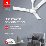 HAVELLS Milor ES 1200 mm 3 Blade Ceiling Fan | 1 Star 1200 mm Energy Saving 3 Blade Ceiling Fan | Pearl White