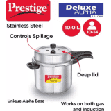 Prestige Deluxe Alpha Svachh Induction Bottom Pressure Cooker | 10 L | Stainless Steel | 20254