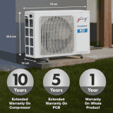 Godrej 1.5 Ton 3 Star Inverter Split AC | 5 in 1 Convertible Cooling | White | SIC 18DTC3 GWA AL